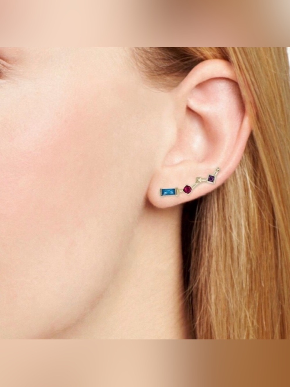NEW Kendra Scott Sutton Climber Earrings Gold Jewel Tone Mix Linear Zigzag Gift